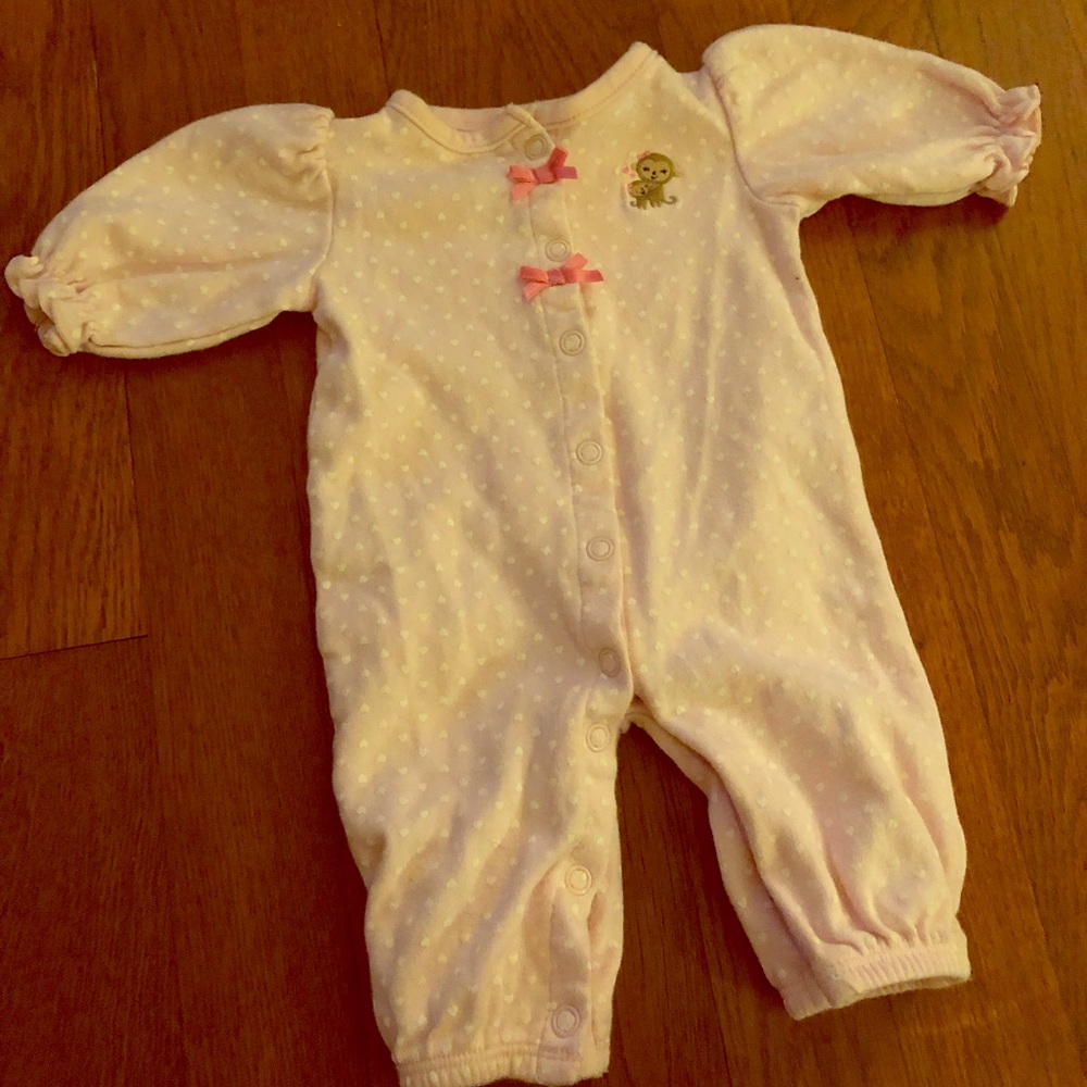 Carter's White Polka Dot Button Up Sleeper